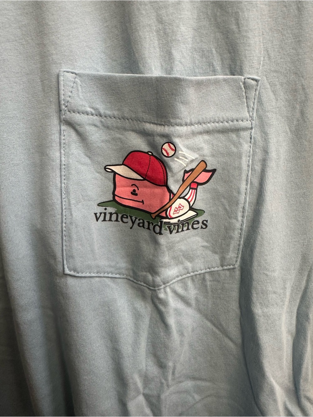 Vineyard Vines Men’s Light Blue Baseball Pocket Tee - Picture 2 of 6